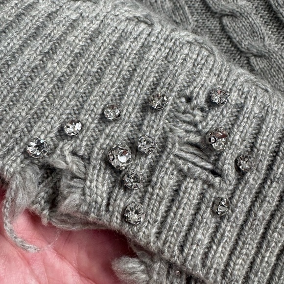 ZARA High Neck Ripped Cable Knit Sweater With Studs Size M - Picture 15 of 16